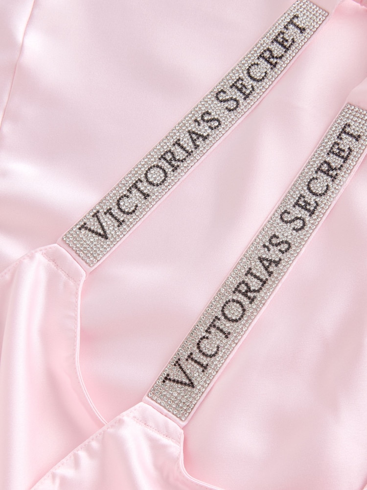 Victoria's Secret Angel Pink Shine Satin Strappy Back Slip - Image 3 of 3