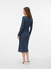 Mamalicious Blue Tie Front Rib Jersey Dress - Image 2 of 3
