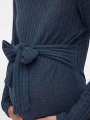 Mamalicious Blue Tie Front Rib Jersey Dress - Image 3 of 3