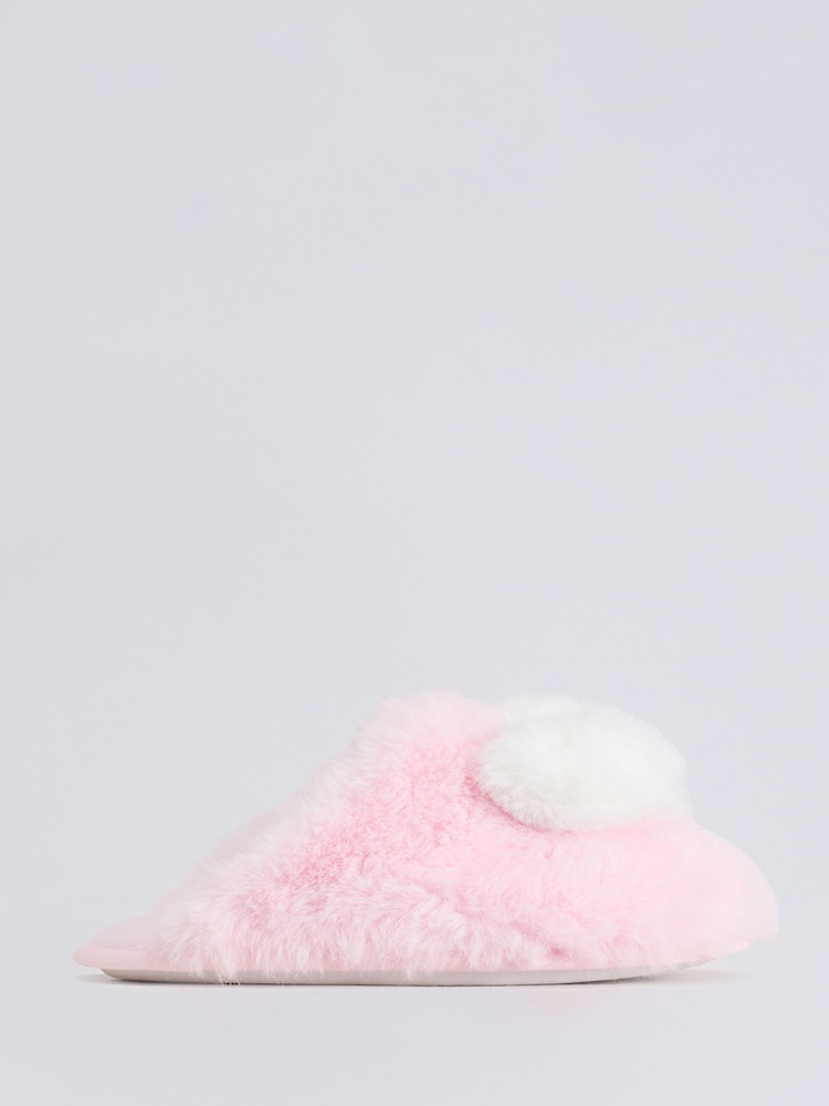 Boux Avenue Pink Plush Heart Mules - Image 2 of 6