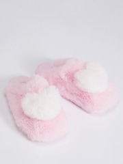 Boux Avenue Pink Plush Heart Mules - Image 3 of 6