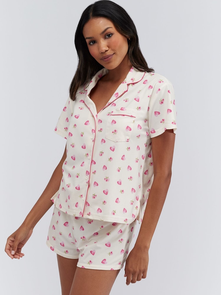 Lahka Kremna barva - Boux Avenue Stripe Christmas Shortie Pyjamas - Slika 1 iz 9