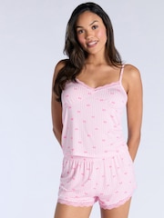 Bow Stripe Lace Trim Cami Set - Bild 1 von 5