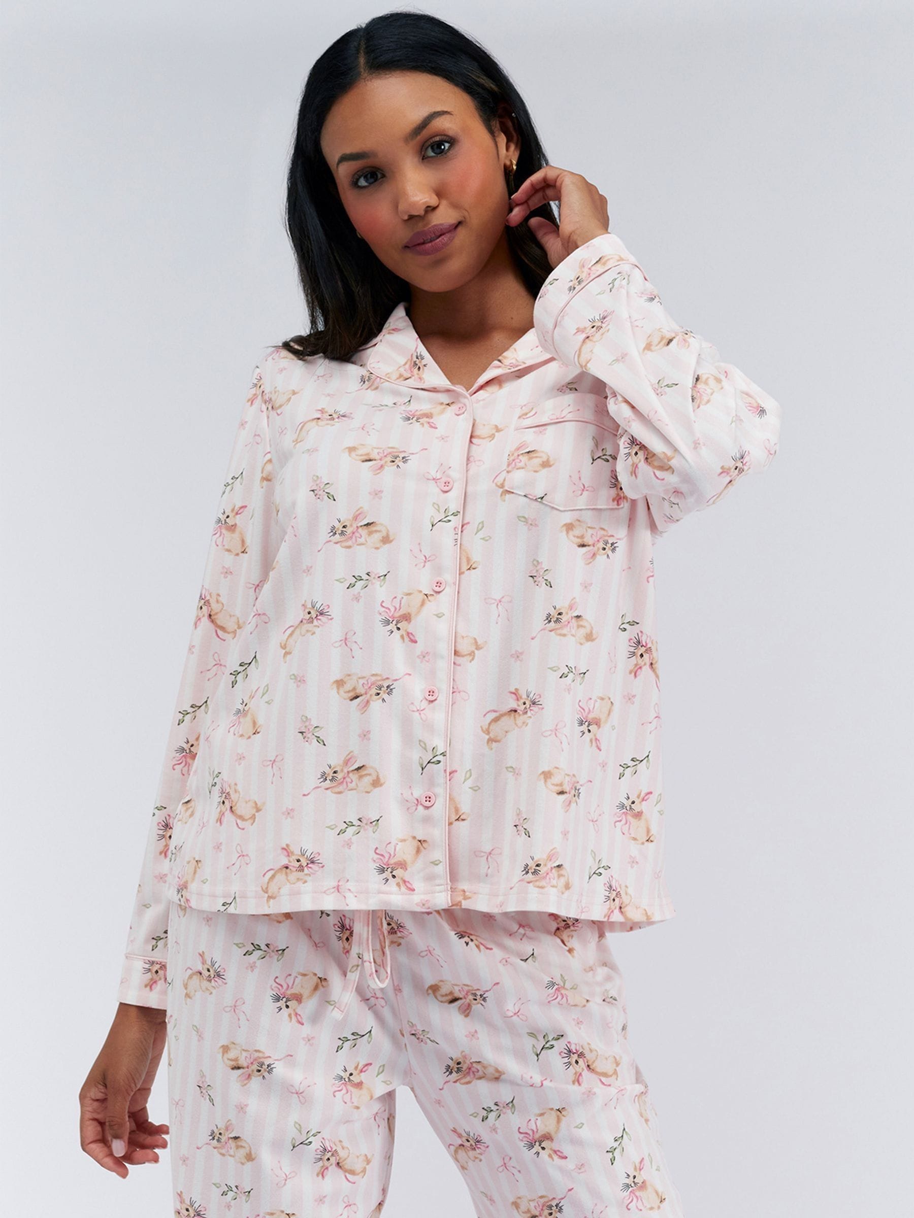 Buy Boux Avenue White/Pink Bunny Print Trouser Pyjamas In a Bag