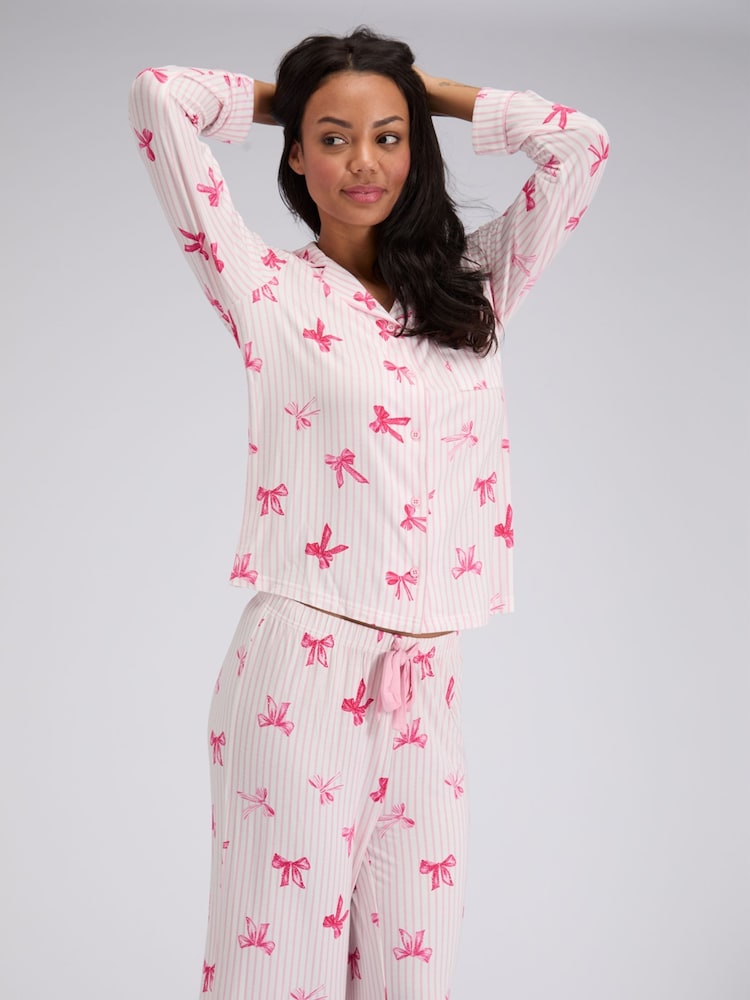 Boux Avenue Red Bow Modal Pyjamas Set - Image 2 of 6 Boux Avenue Red Bow Modal Pyjamas Set - Image 2 of 6