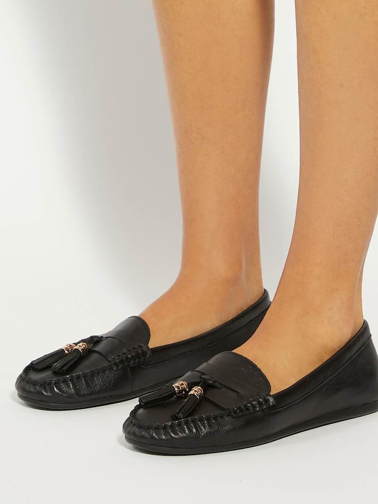 Dune London Black Geen Tassle Detail Soft Loafers - Image 1 of 6 Dune London Black Geen Tassle Detail Soft Loafers - Image 1 of 6