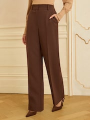 Love & Roses Chocolate Brown Wide Leg Trousers - Image 1 of 4
