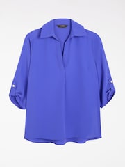Lipsy White/Cobalt Blue V-Neck 3/4 Sleeve Collared Blouse 2 Pack - Image 7 of 7