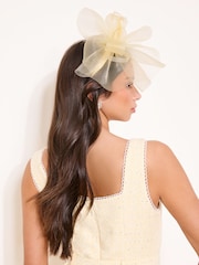 Lipsy Butter Yellow Oversized Mesh Fascinator Headband - Image 2 of 2