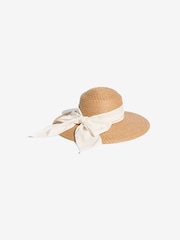 Natur - Lipsy Faux Raffia Straw Bow Dome Hat - Bild 3 von 4