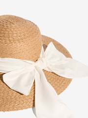 Lipsy Natural Faux Raffia Straw Bow Dome Hat - Image 5 of 7