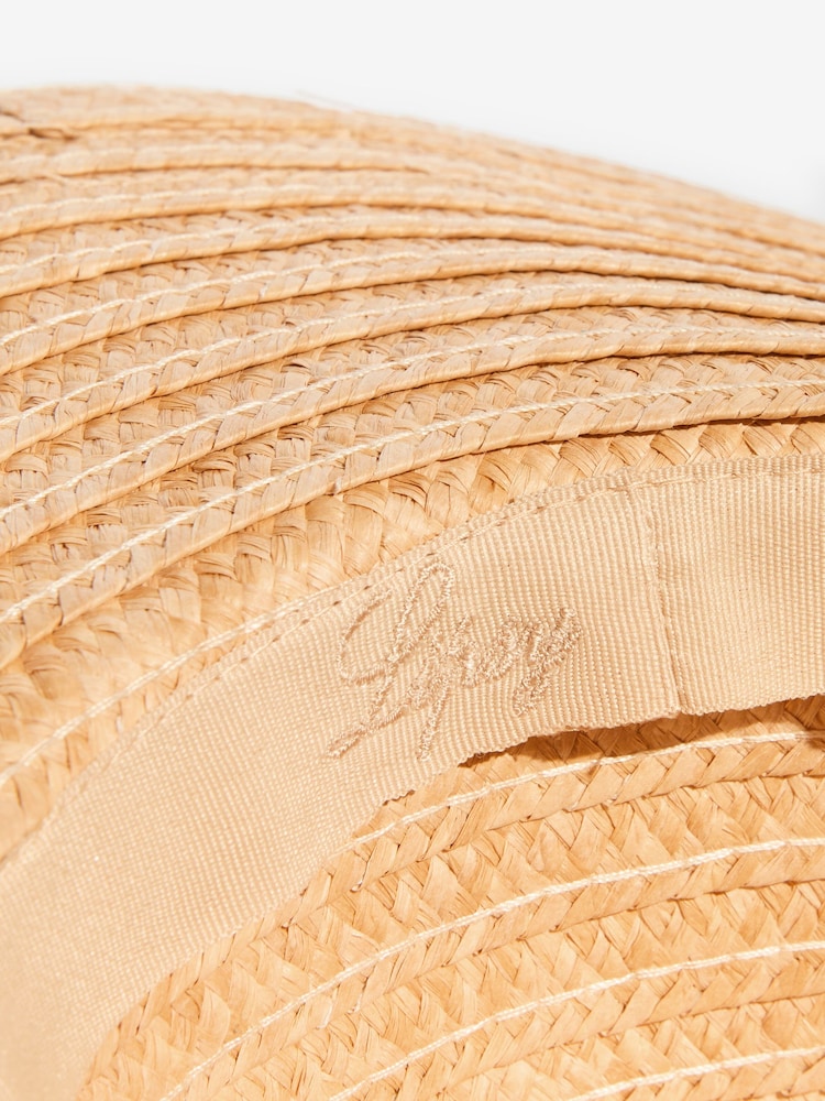 Lipsy Natural Oversized Paper Raffia Hat - Image 4 of 4