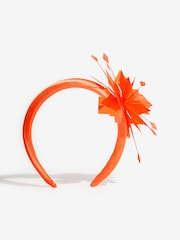 Friends Like These Orange 3D Floral Padded Fascinator Headband - Image 3 of 5
