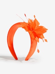 Friends Like These Orange 3D Floral Padded Fascinator Headband - Image 4 of 5