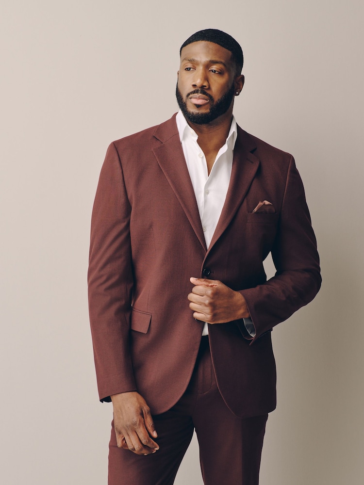 Burgundy Red Muscle Fit Motionflex Stretch Suit Jacket - Image 1 of 6 Burgundy Red Muscle Fit Motionflex Stretch Suit Jacket - Image 1 of 6