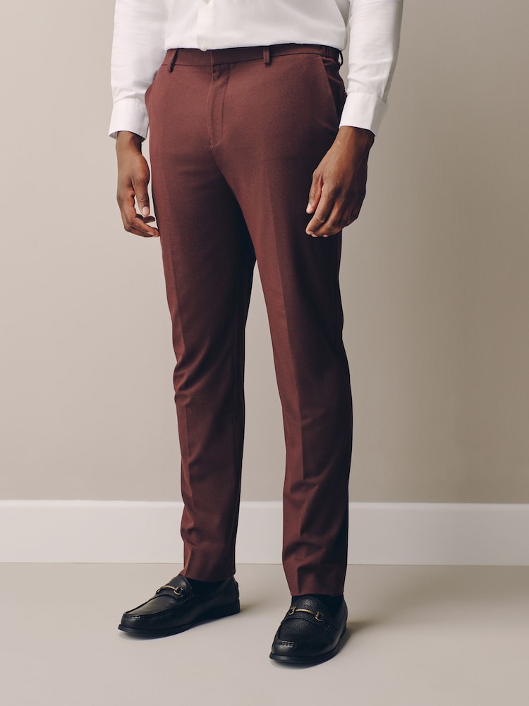 Burgundy Red Muscle Fit Motionflex Stretch Suit Trousers - Image 1 of 5 Burgundy Red Muscle Fit Motionflex Stretch Suit Trousers - Image 1 of 5