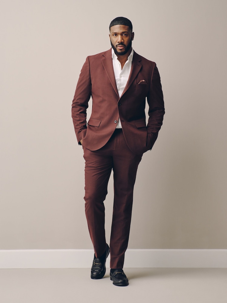 Burgundy Red Muscle Fit Motionflex Stretch Suit Trousers - Image 2 of 5 Burgundy Red Muscle Fit Motionflex Stretch Suit Trousers - Image 2 of 5