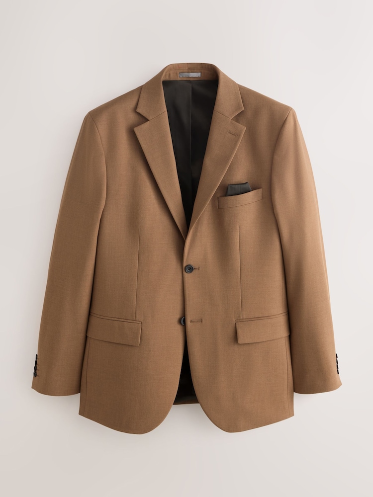 Tan Brown Muscle Fit Motionflex Stretch Suit Jacket - Image 1 of 6