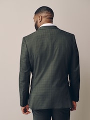 Green Muscle Fit Motionflex Stretch Check Suit Jacket - Image 3 of 6