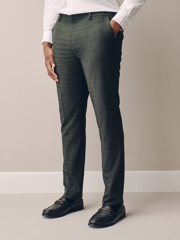 Green Muscle Fit Motionflex Stretch Check Suit Trousers - Image 1 of 5
