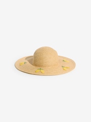 Love & Roses Natural Lemon Embriodered Floppy Hat - Image 4 of 7