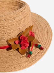 Love & Roses Natural Flower Paper Raffia Fedora Hat - Image 4 of 4