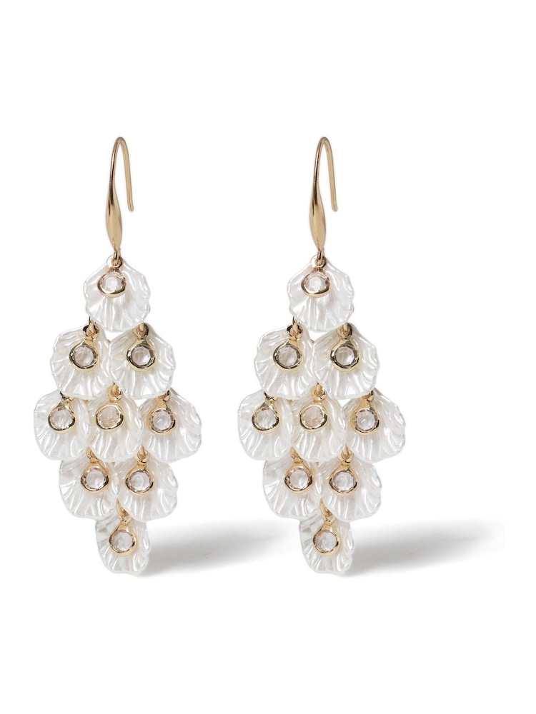 Aela Cream Shell Drop Earrings - Image 1 of 3