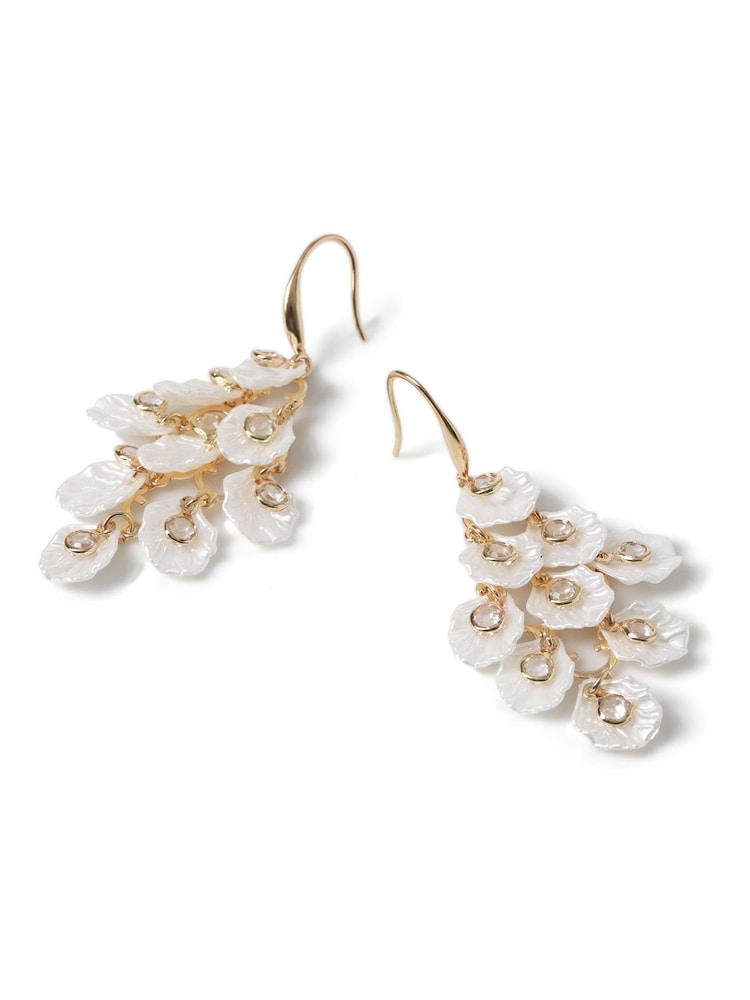 Aela Cream Shell Drop Earrings - Image 2 of 3