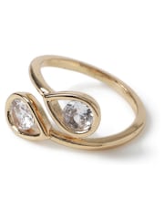 Aela Gold Tone Diamond Simulants Floating Stone Wrap Ring - Image 2 of 2