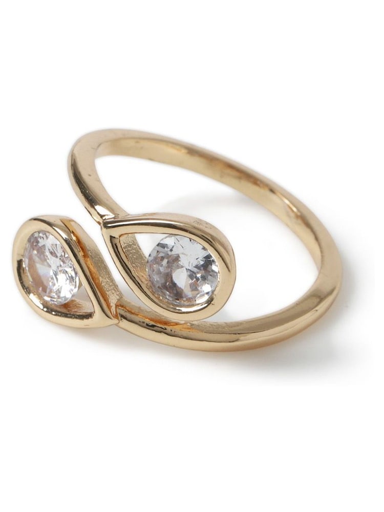 Aela Gold Tone Diamond Simulants Floating Stone Wrap Ring - Image 2 of 2