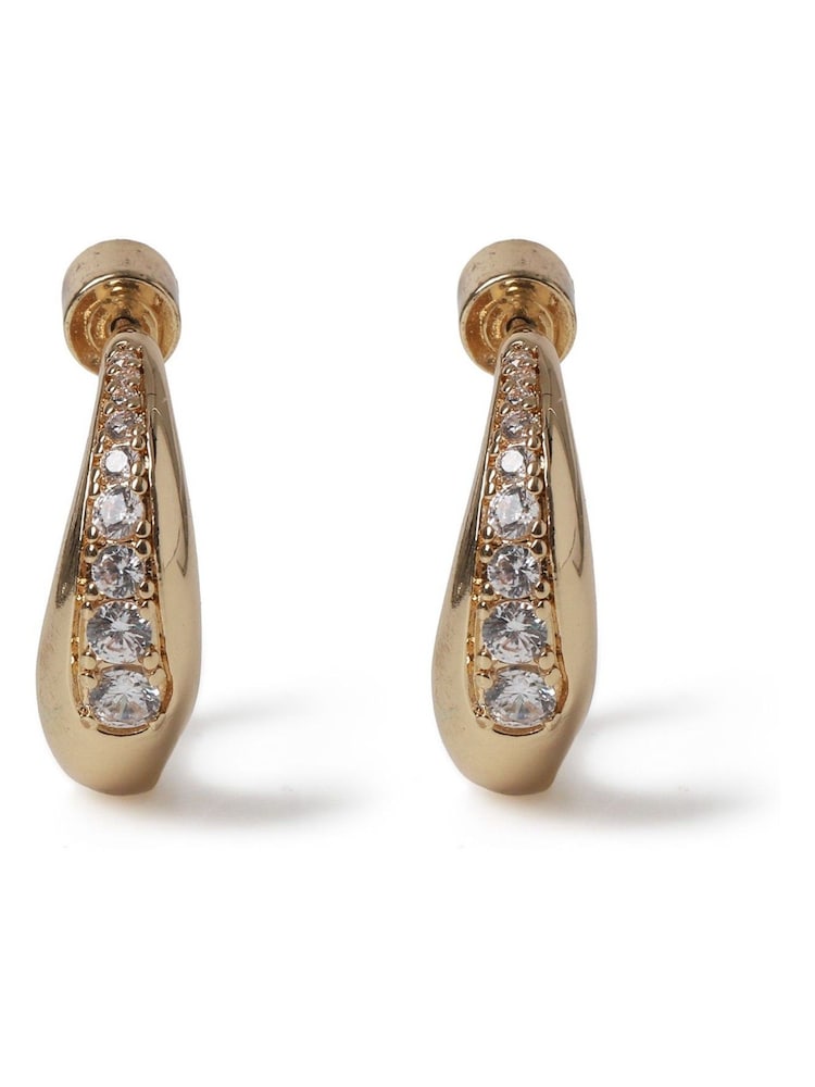 Aela Gold Tone Diamond Simulants Wrap Hoop Earrings - Image 2 of 4
