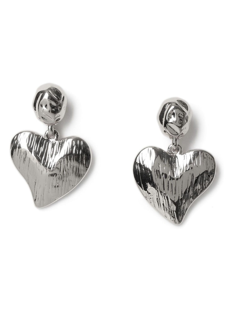 Aela Textured Heart Drop Earrings - Image 1 of 2