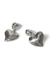 Aela Textured Heart Drop Earrings - Image 2 of 2