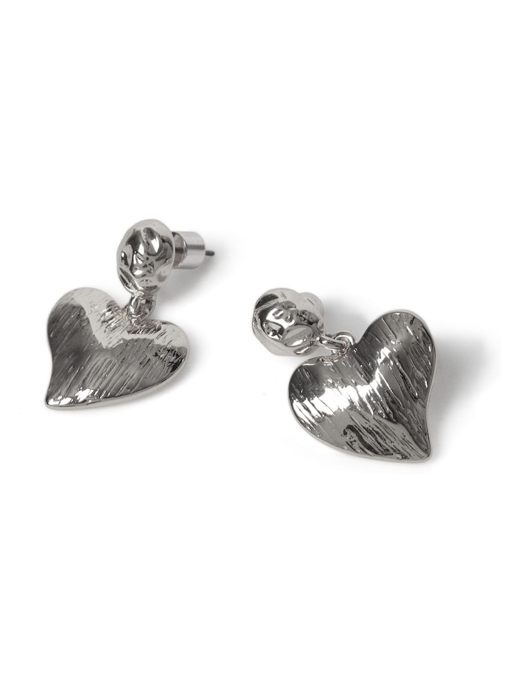 Aela Textured Heart Drop Earrings - Image 2 of 2