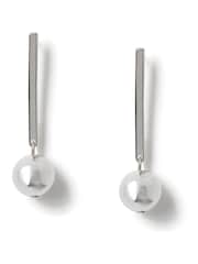 Aela Ball Stick Drop Silver Tone Earrings - Image 1 of 2