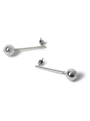 Aela Ball Stick Drop Silver Tone Earrings - Image 2 of 2