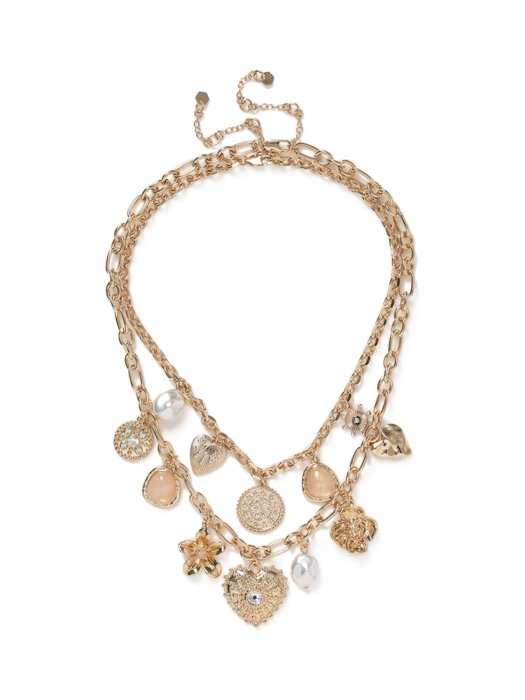 Aela Multirow Charm Gold Tone Necklace - Image 2 of 3