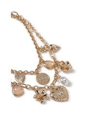 Aela Multirow Charm Gold Tone Necklace - Image 3 of 3