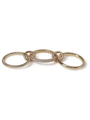 Aela Gold Tone Diamond Simulants Link Rings Multipack - Image 2 of 2