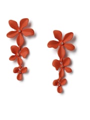 Aela Matte Flower Drop Orange Earrings - Image 2 of 3