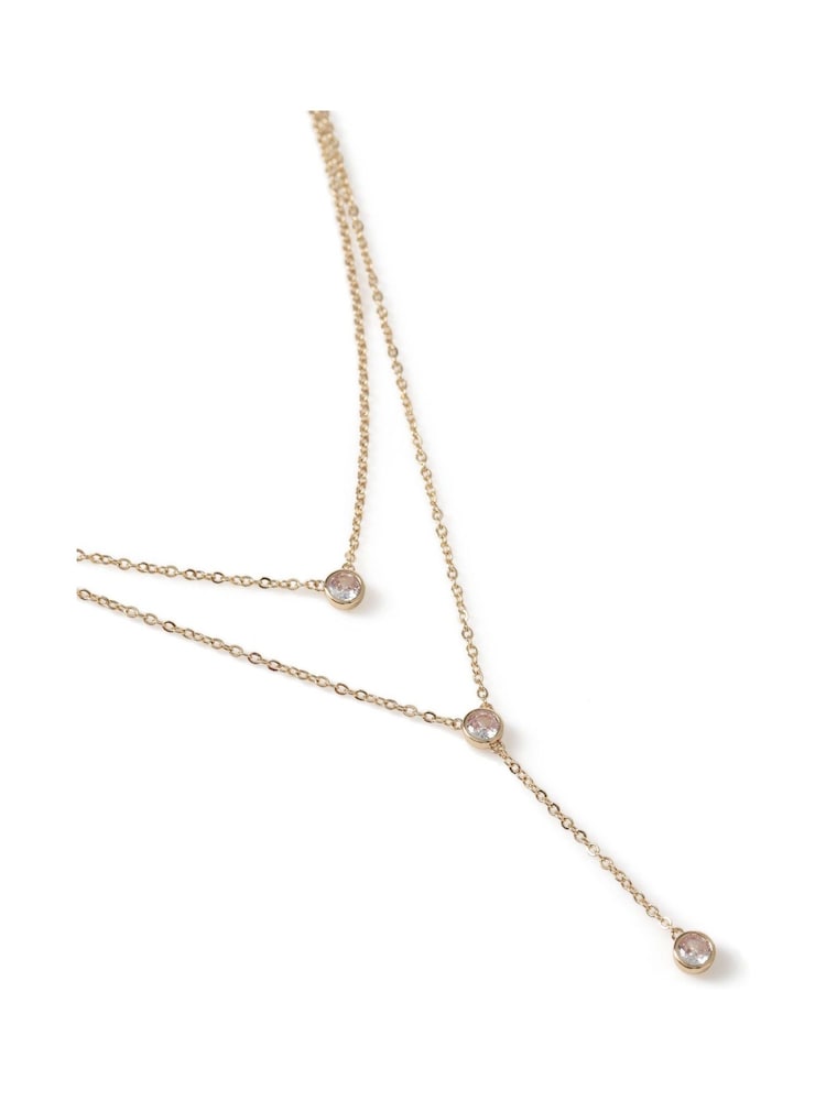 Aela Gold Tone Diamond Simulants Multirow Necklace - Image 2 of 2 Aela Gold Tone Diamond Simulants Multirow Necklace - Image 2 of 2