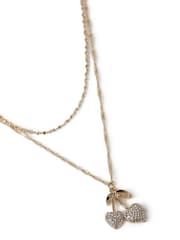 Aela Gold Tone Rhinestone Cherry Multirow Necklace - Image 3 of 3