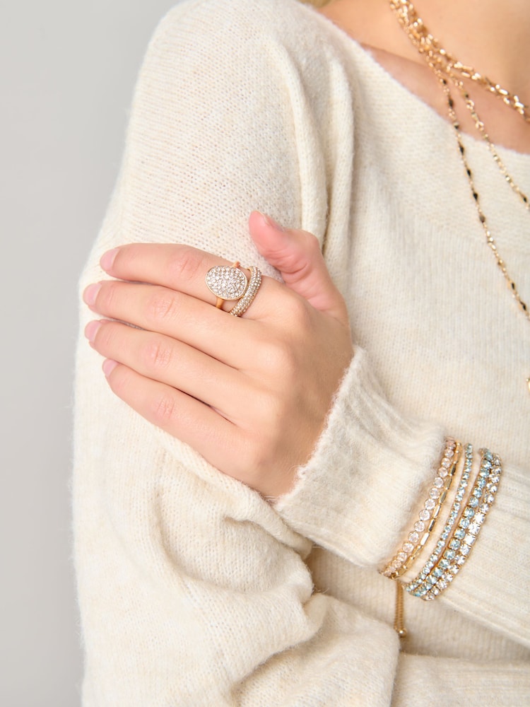 Aela Gold Tone Rhinestone Ring Multipack - Image 1 of 3