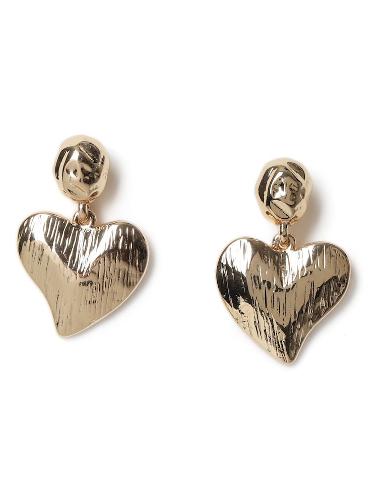Aela Textured Heart Drop Earrings - Image 2 of 3
