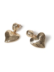 Aela Textured Heart Drop Earrings - Image 3 of 3