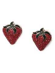 Aela Red Rhinestone Strawberry Stud Earrings - Image 2 of 3