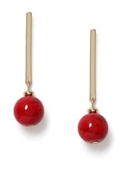 Aela Red Ball Stick Drop Earrings - Image 2 of 3