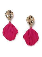 Aela Matte Texture Drop Pink Earrings - Image 2 of 3