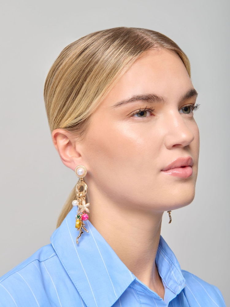 Aela Gold Tone Fruit Cluster Drop Earrings - Imaginea 1 din 3