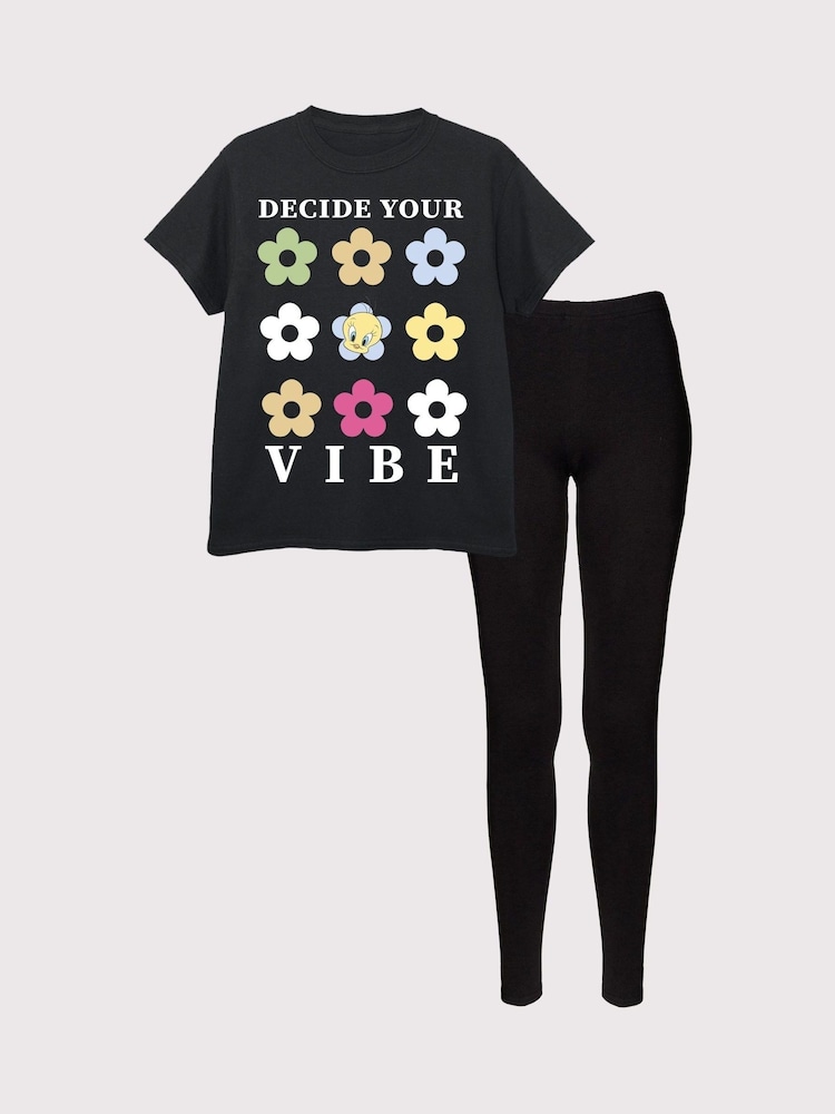 Brands In Black Looney Tunes Tweety Vibe Top & Leggings Set - Image 1 of 3 Brands In Black Looney Tunes Tweety Vibe Top & Leggings Set - Image 1 of 3